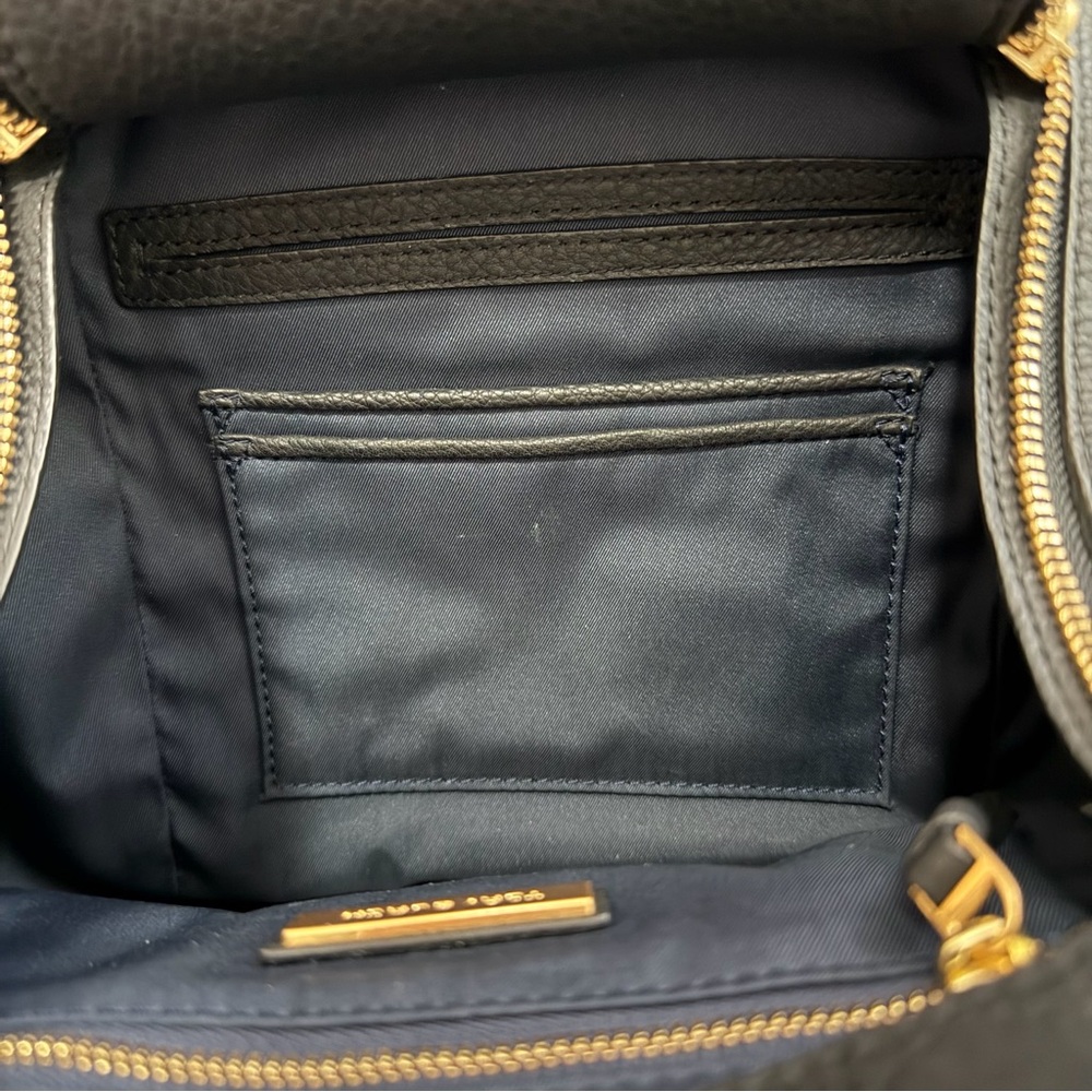 Tory Burch Black Half Moon Pebbled Leather Sachel Bag Gold Hardware Crossbody - Picture 9 of 16